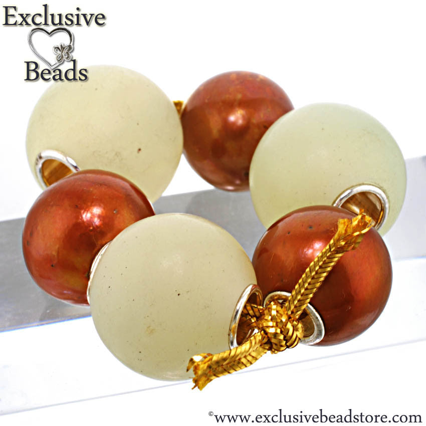 Exclusive Beads Bowenite Stone & Pearl Bead Set