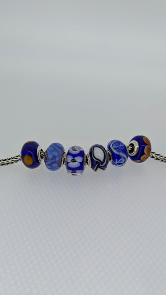 Charmlinks Set of 6 Murano Glass Beads Blue