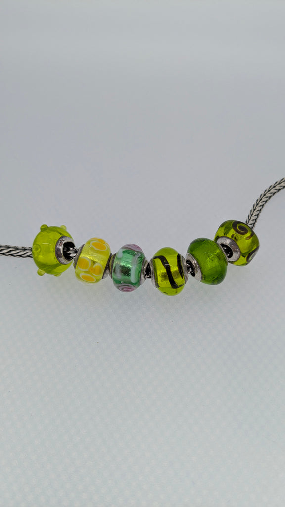 Charmlinks Set of 6 Murano Glass Beads Green
