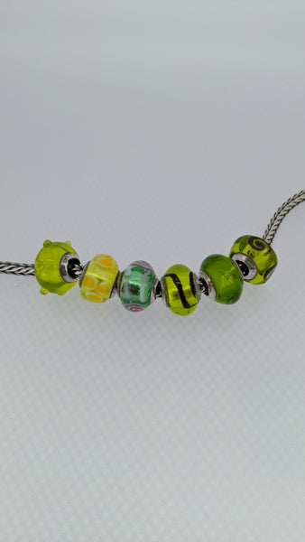 Charmlinks Set of 6 Murano Glass Beads Green
