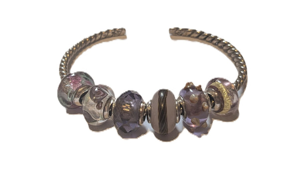 Charmlinks Set of 6 Murano Glass Beads Purple