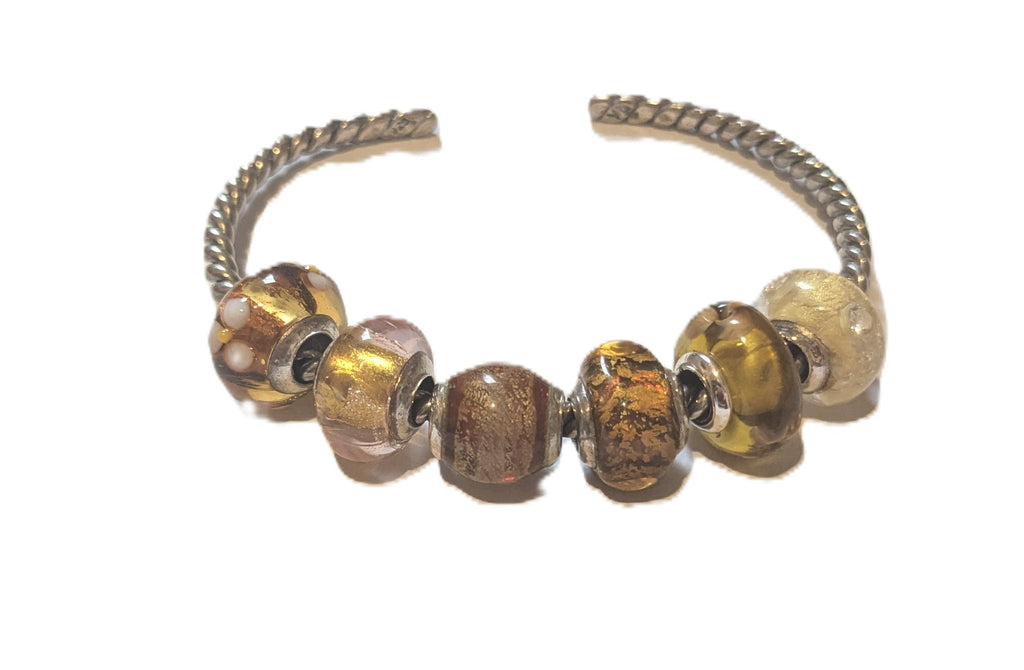 Charmlinks Set of 6 Murano Glass Beads Amber Coloured