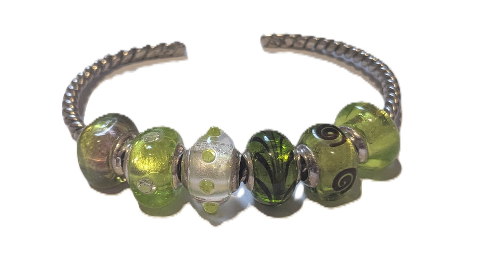 Charmlinks Set of 6 Murano Glass Beads Lime Green