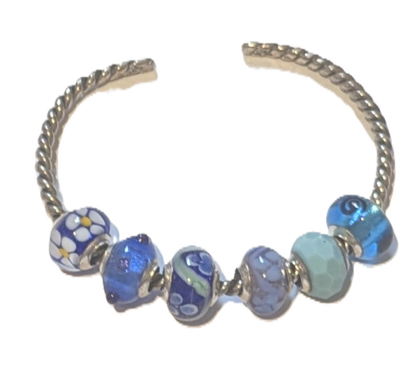 Charmlinks Set of 6 Murano Glass Beads Blue