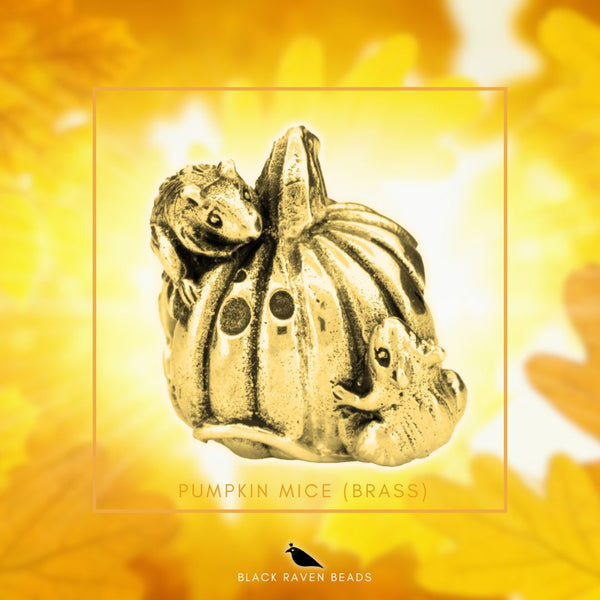 Black Raven Pumpkin Mice Brass