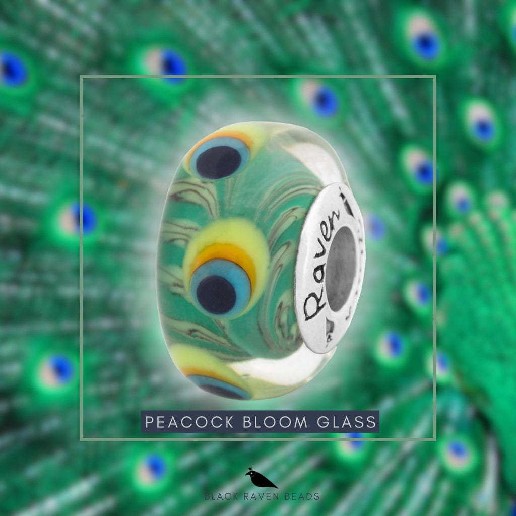 Black Raven Peacock Bloom Glass
