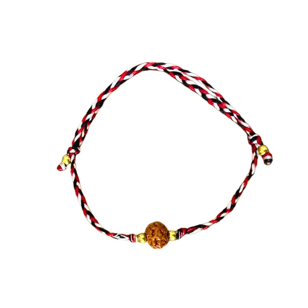 Black Raven Tridatu Bracelet with Rudraksha Seed