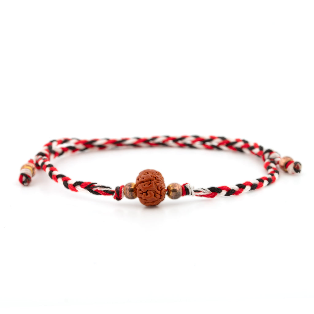 Black Raven Tridatu Bracelet with Rudraksha Seed