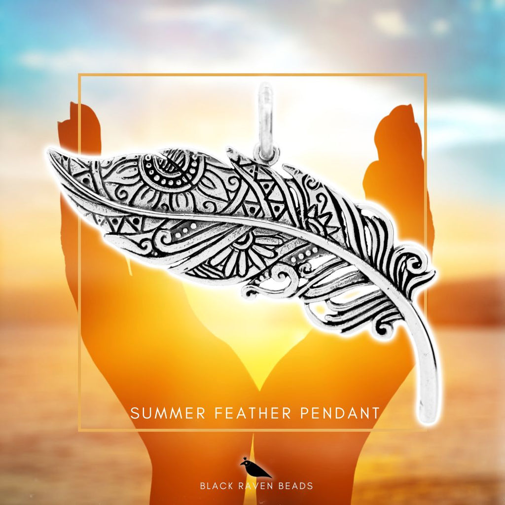 Black Raven Summer Feather Pendant