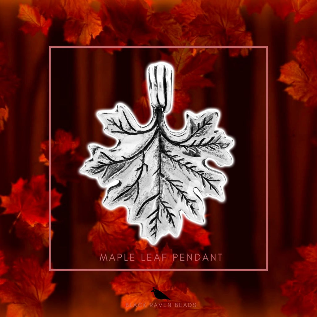 Black Raven Maple Leaf Pendant