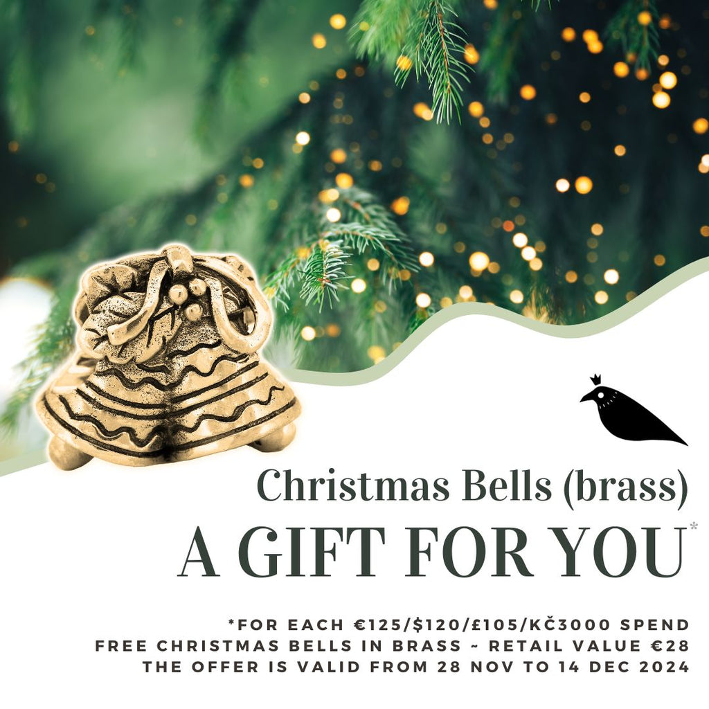 Black Raven Christmas Bells Bead - Brass - SPECIAL PROMOTION