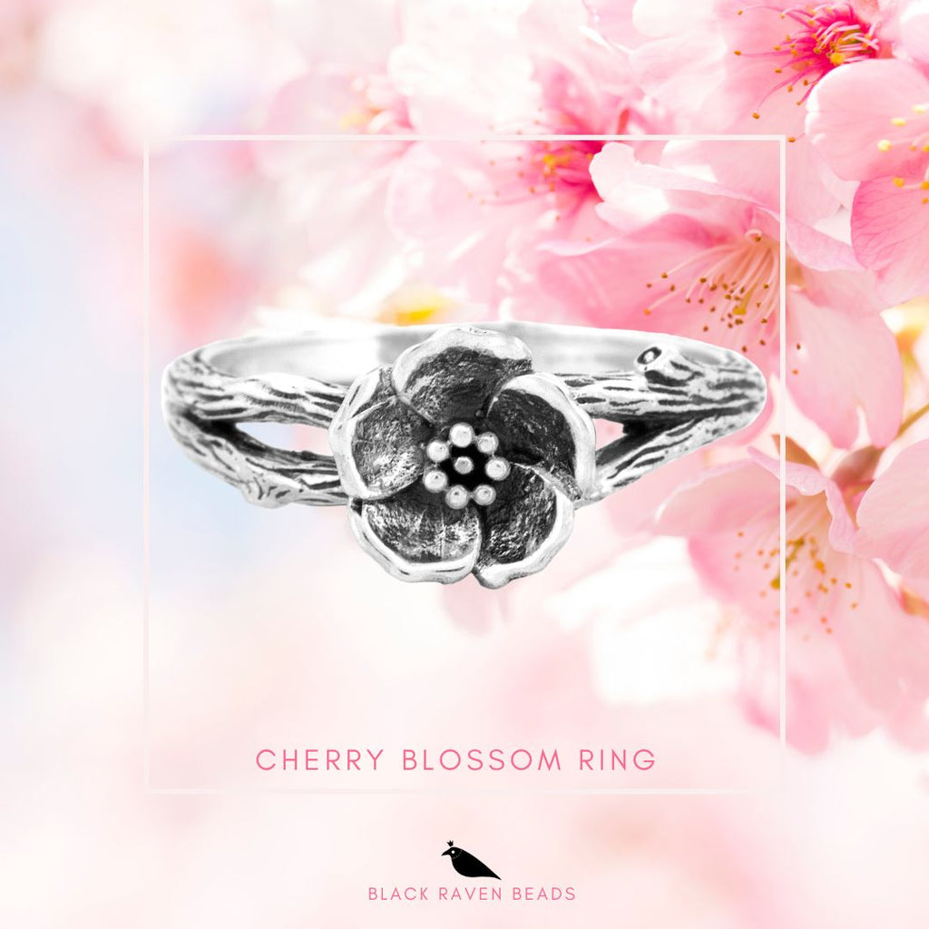 Black Raven Cherry Blossom Ring