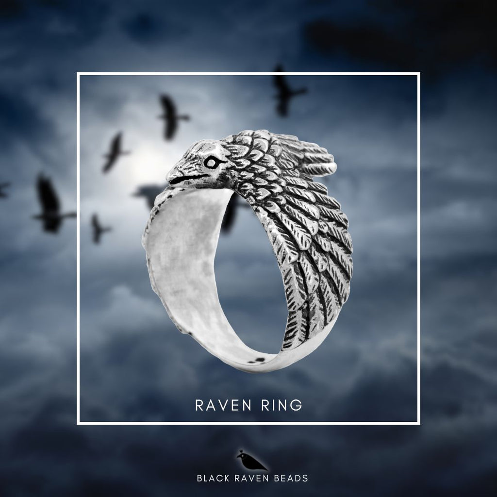 Black Raven Wings of Raven Ring - Size 7