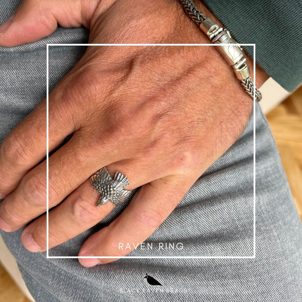 Black Raven Wings of Raven Ring - Size 7