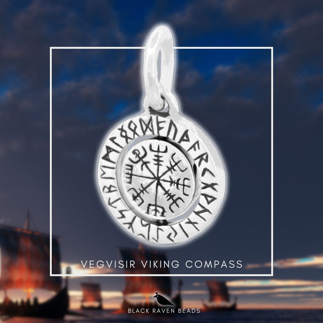 Raven Compass Black Raven Vegvisir - Viking Compass - Exclusive Bead Store