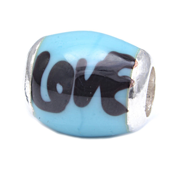 Charmlinks Glass Bead Blue Love - Exclusive Bead Store