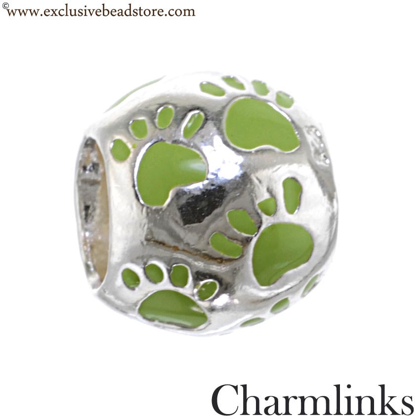 Charmlinks Silver and Enamel Paw Print Bead