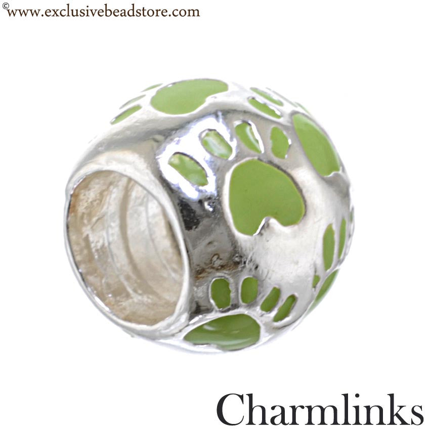 Charmlinks Silver and Enamel Paw Print Bead