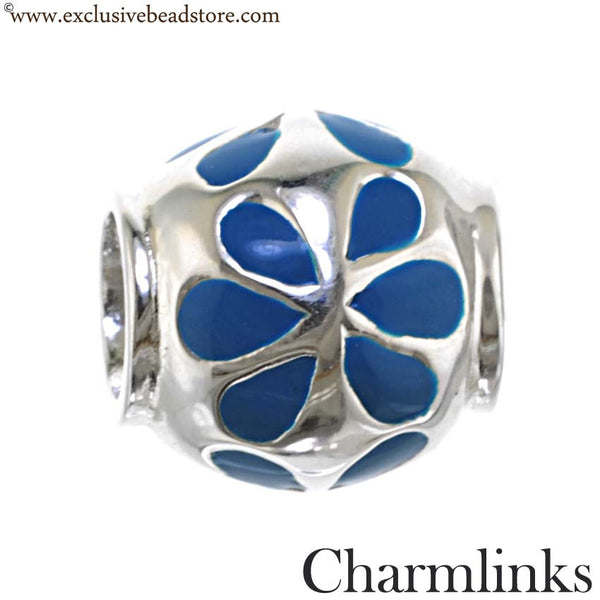 Charmlinks Silver and Enamel Flower Bead