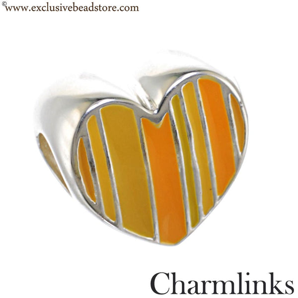 Charmlinks Silver and Enamel Heart Bead, Mellow Yellow