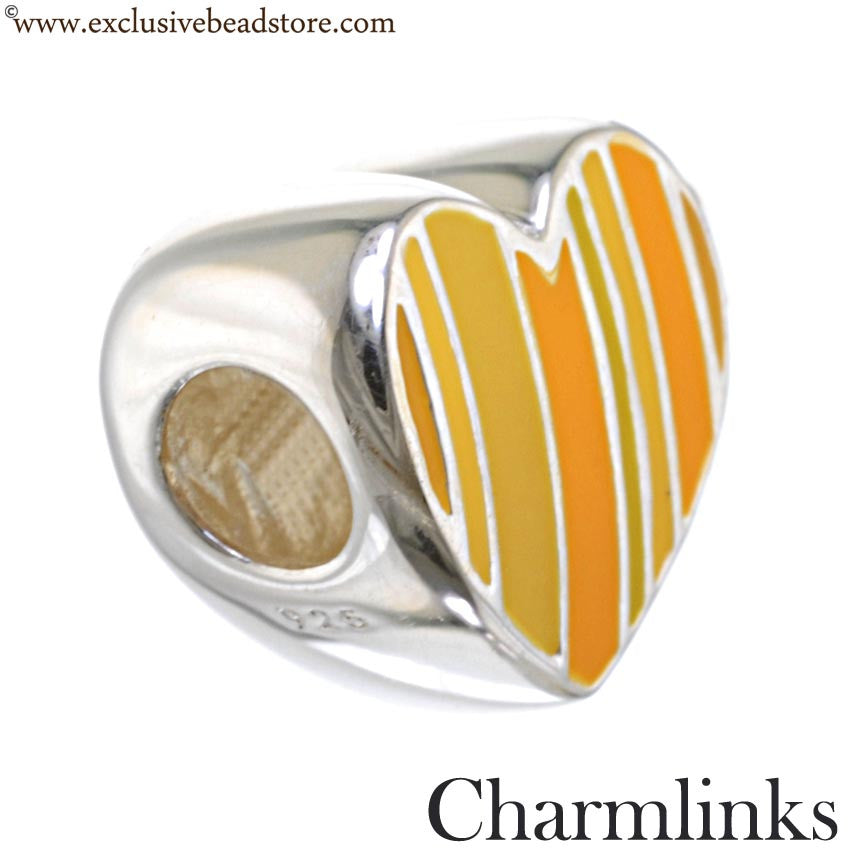Charmlinks Silver and Enamel Heart Bead, Mellow Yellow