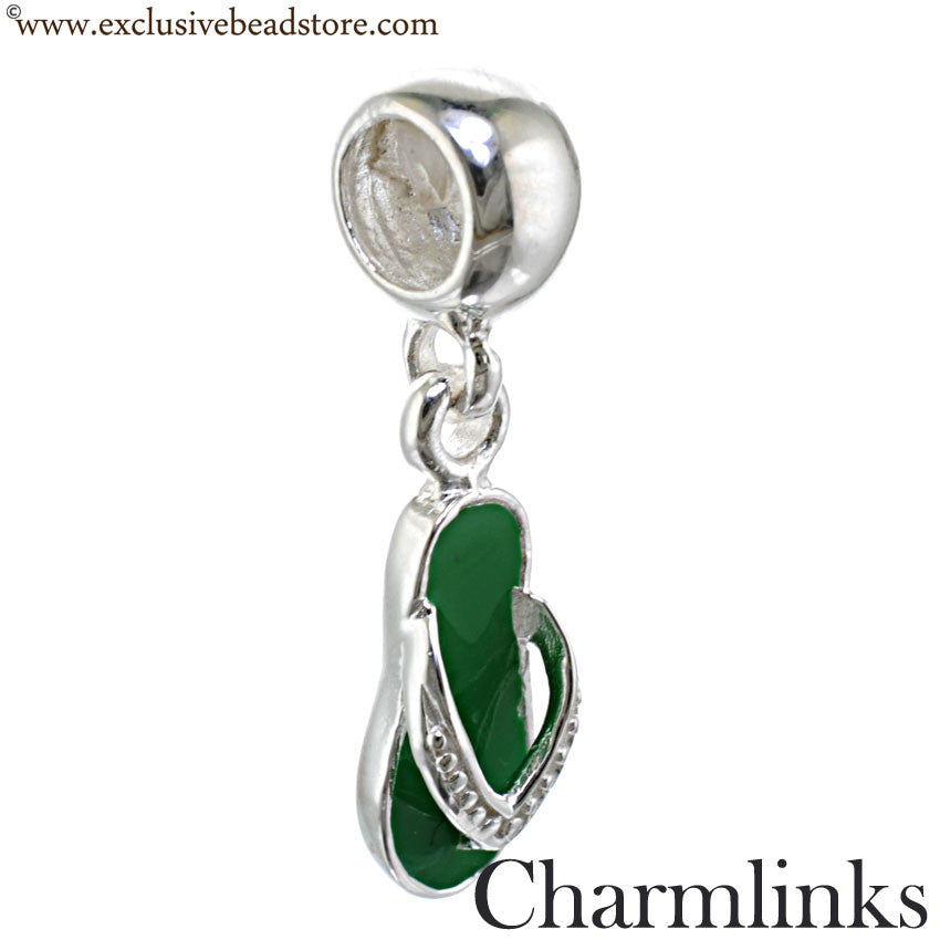 Charmlinks Silver and Enamel Dangling Flip Flop Bead