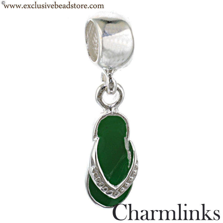 Charmlinks Silver and Enamel Dangling Flip Flop Bead