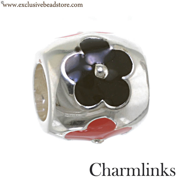 Charmlinks Silver and Enamel Flower Bead