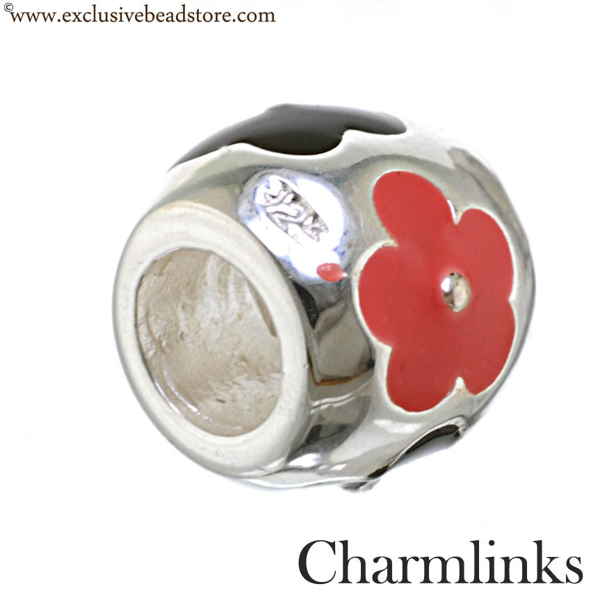 Charmlinks Silver and Enamel Flower Bead