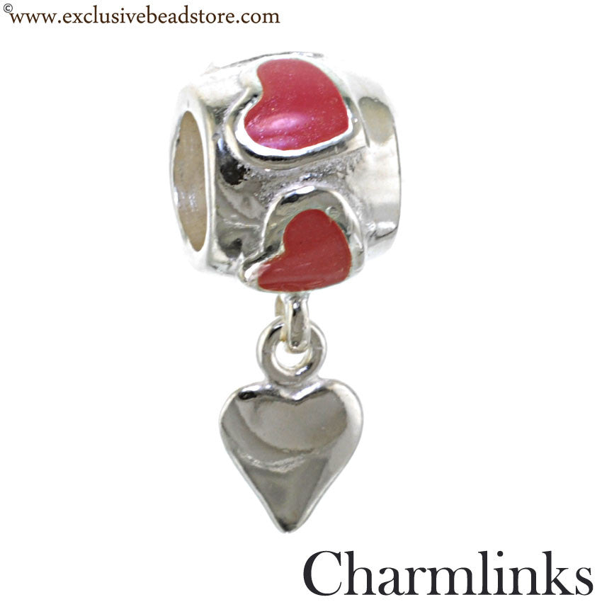 Charmlinks Silver and Enamel Dangling Heart Bead