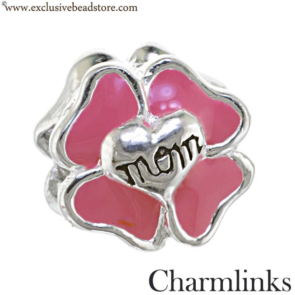 Charmlinks SIlver and Enamel Mom Flower Bead