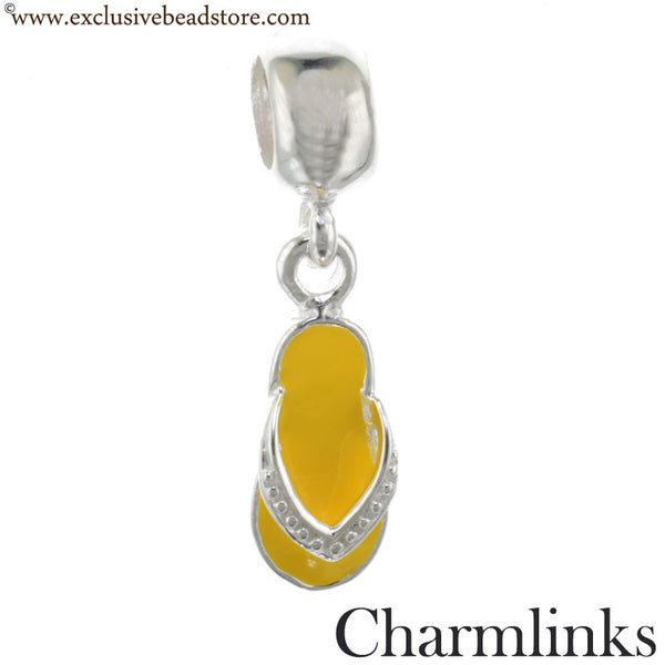 Charmlinks Silver and Enamel Flip Flop Bead