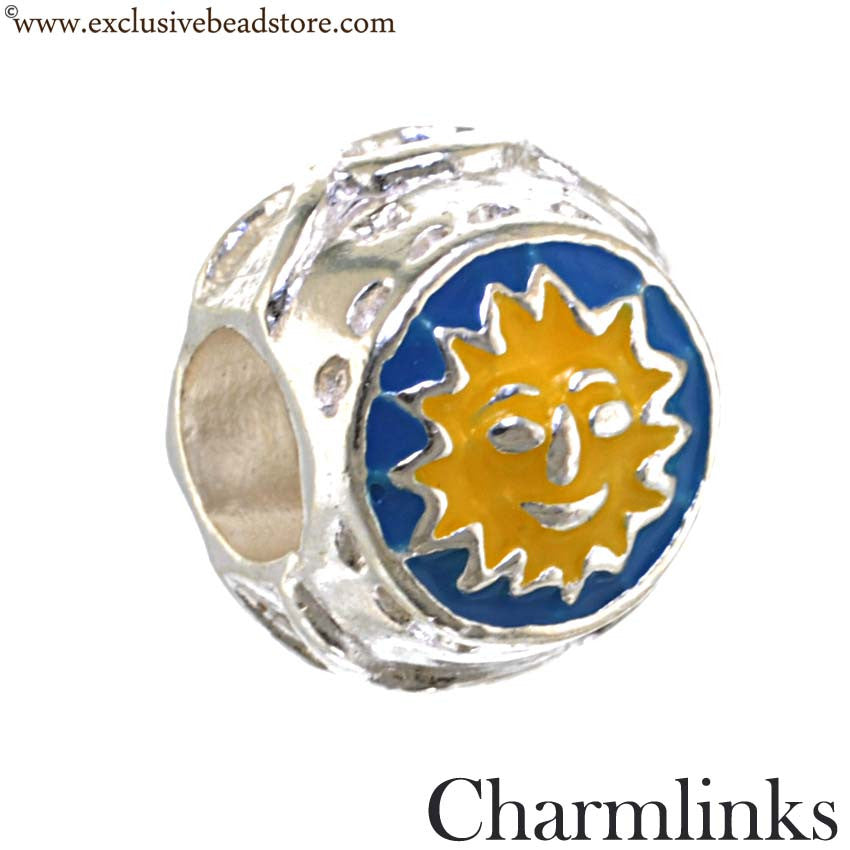 Charmlinks Silver and Enamel Sun, Moon and Star Bead