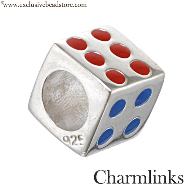 Charmlinks Silver and Enamel Dice Bead