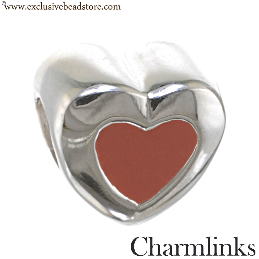 Charmlinks Silver and Enamel Heart Bead