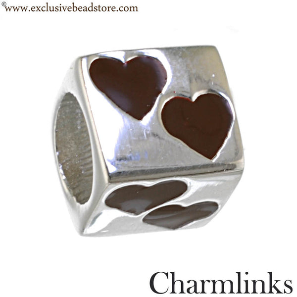 Charmlinks Silver and Enamel Heart Bead