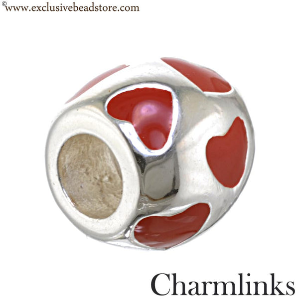 Charmlinks Silver and Enamel Hearts Bead