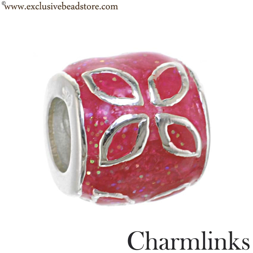 Charmlinks Silver and Enamel Flower Bead