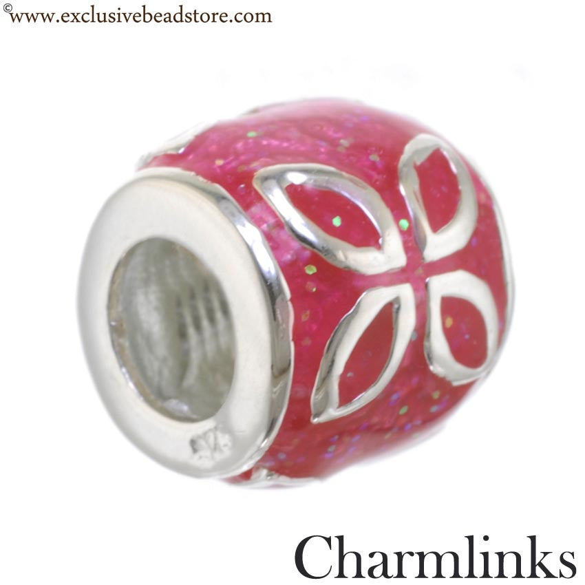 Charmlinks Silver and Enamel Flower Bead