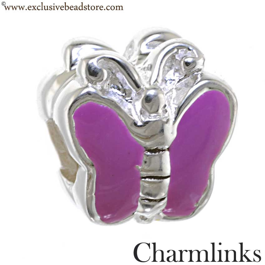 Charmlinks Silver and Enamel Butterfly Bead