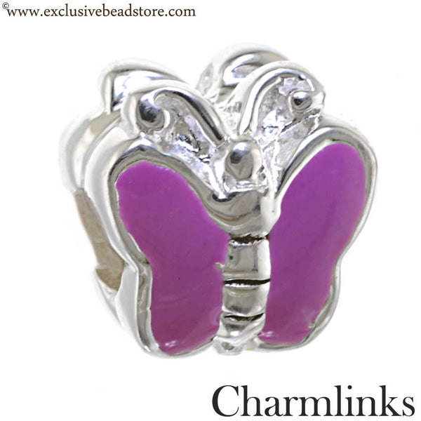 Charmlinks Silver and Enamel Butterfly Bead