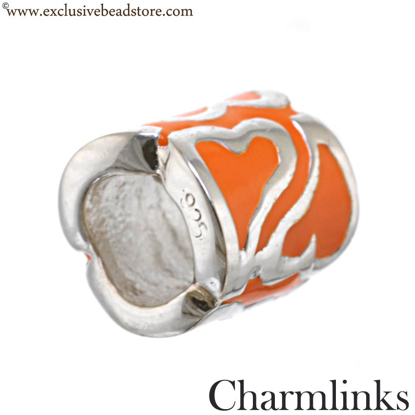 Charmlinks Silver and Enamel Heart Bead