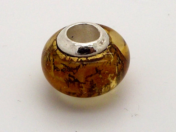 Charmlinks Gold Effect Glass Bead - Exclusive Bead Store