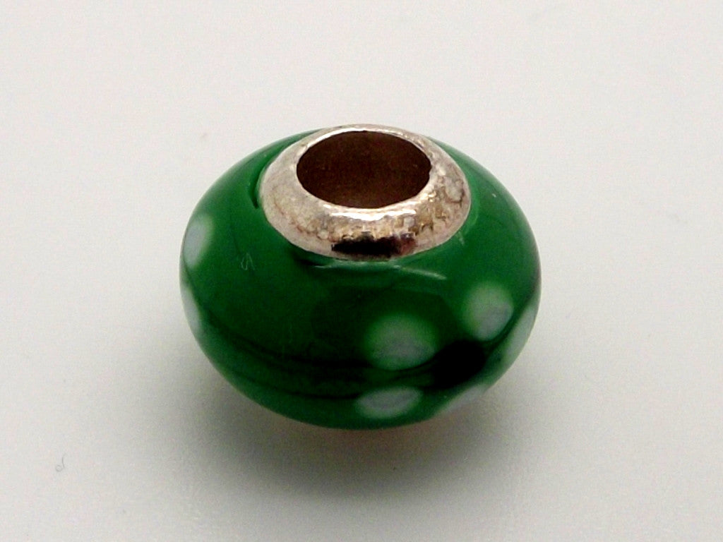 Charmlinks Green Flower Patterned Glass Bead - Exclusive Bead Store
