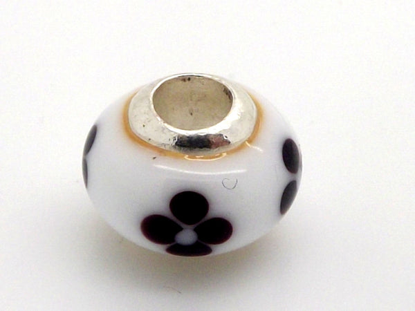 Charmlinks White and Black Patterned Glass Bead
