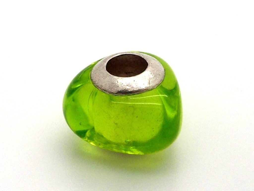 Charmlinks Triangular Green Glass Bead