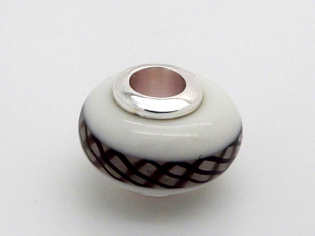 Charmlinks White and Black Patterned Glass Bead