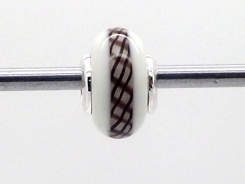 Charmlinks White and Black Patterned Glass Bead