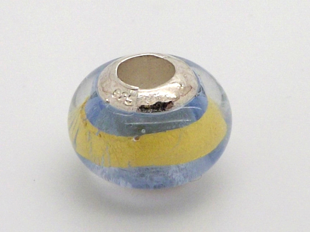 Charmlinks Gold Striped Clear Glass Bead - Exclusive Bead Store