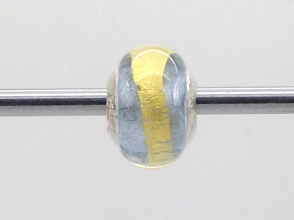Charmlinks Gold Striped Clear Glass Bead - Exclusive Bead Store